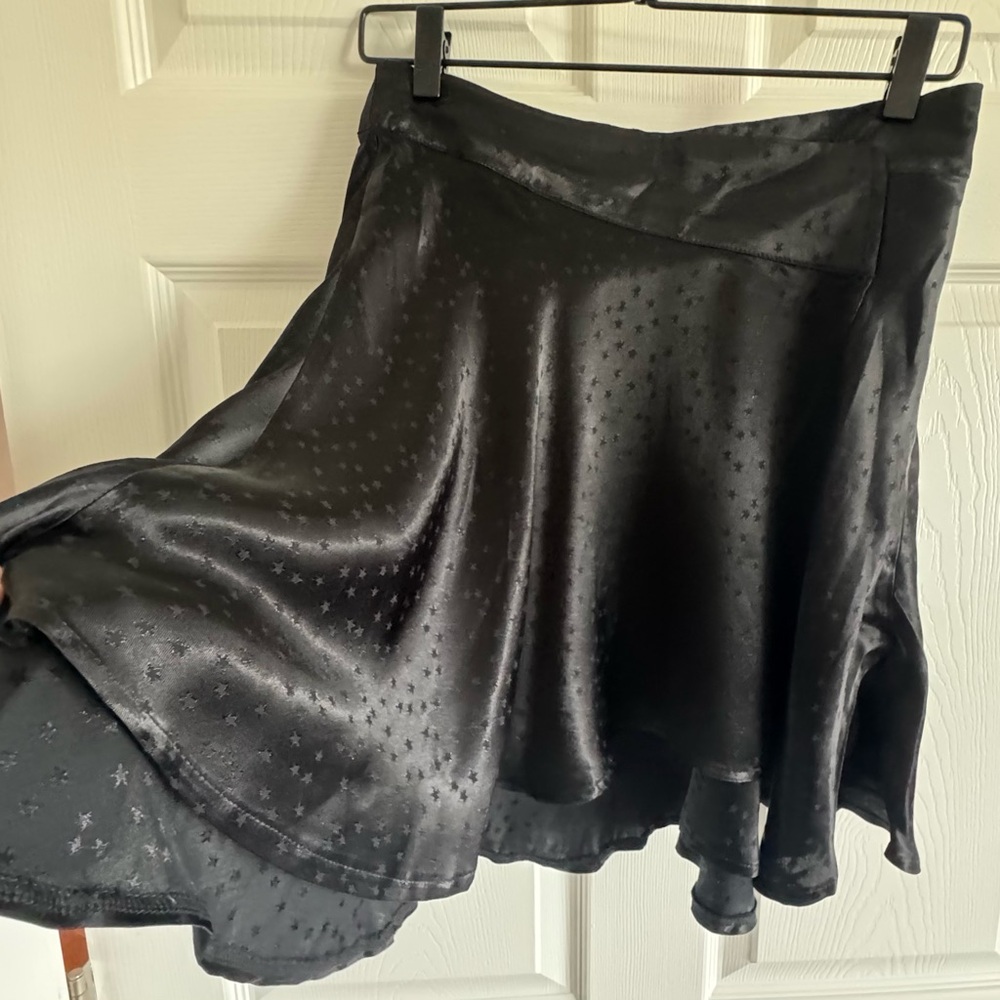 Free People Black Satin Skirt with Stars. - Picture 3 of 13